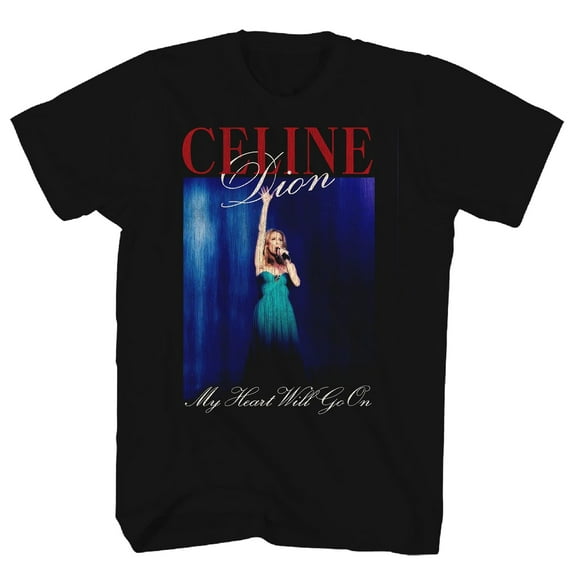 Celine Dion Men's My Heart Will Go On T-Shirt Black X-Large | Officially Licensed Merchandise