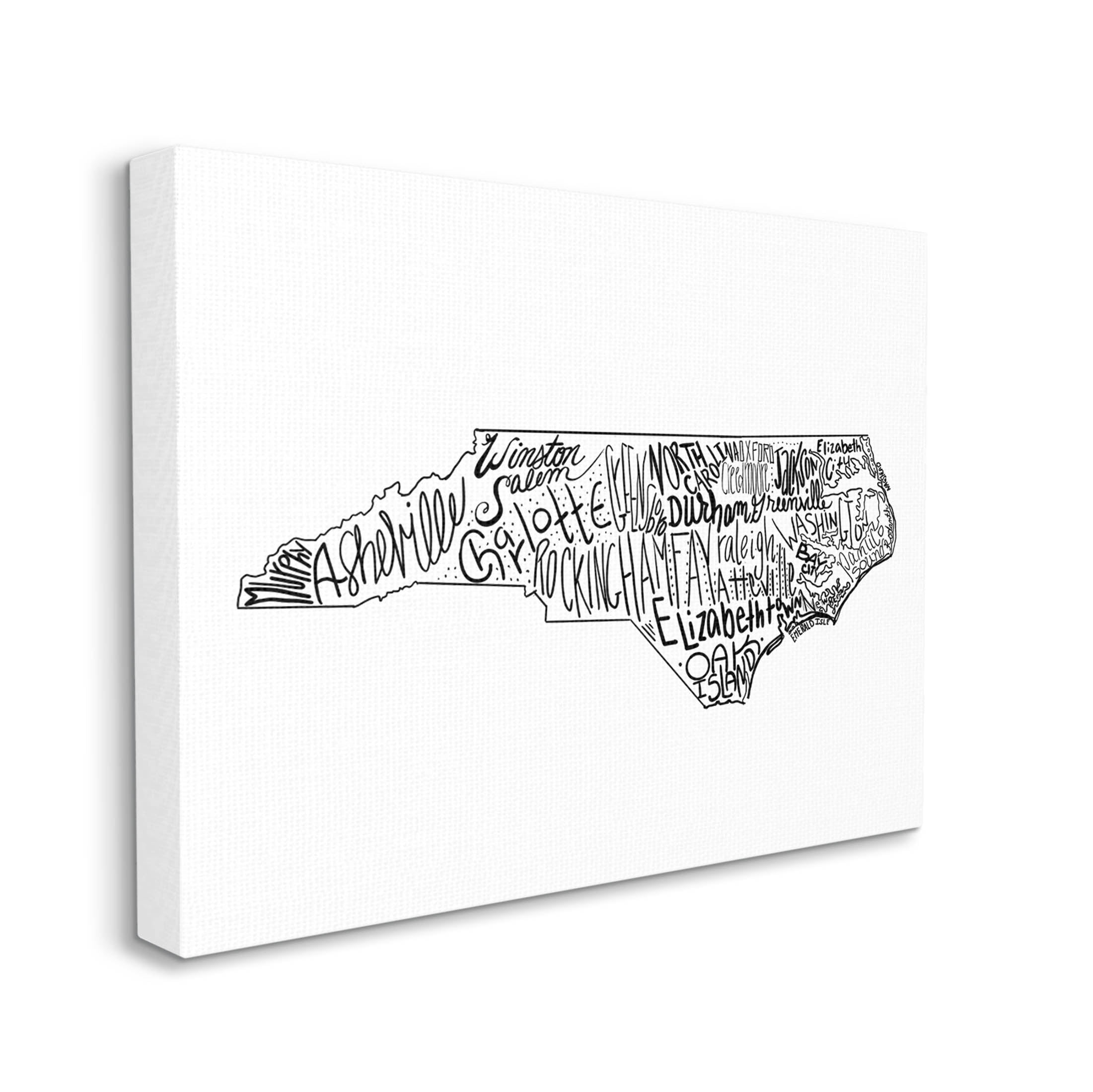 Stupell Industries North Carolina State Cities Graphic Art Gallery Wrapped Canvas Print Wall Art, Design by The Saturday Evening Post