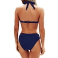 thumbnail image 3 of Swimsuits for Women Over 50, Full Coverage Bikini, Push Up Bikini Top, Push Up Swimsuits for Women, Women Two Piece Bathing Suits Push Up Bikini Set Halter Swimsuit Vintage Swimwear, Dark Blue L, 3 of 3