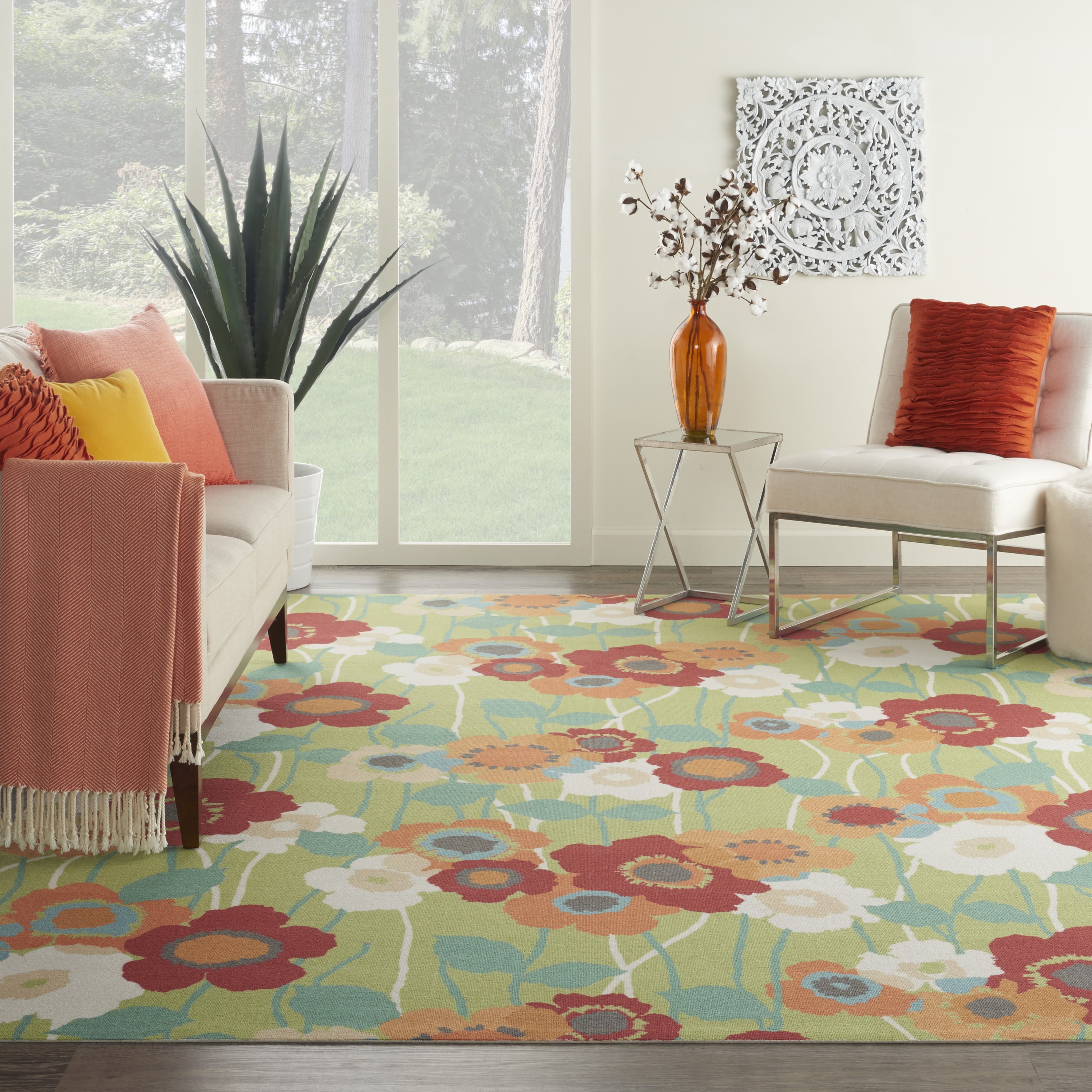Waverly Sun N' Shade Indoor/Outdoor Seaglass 10' x 13' Area Rug, (10x13 ...