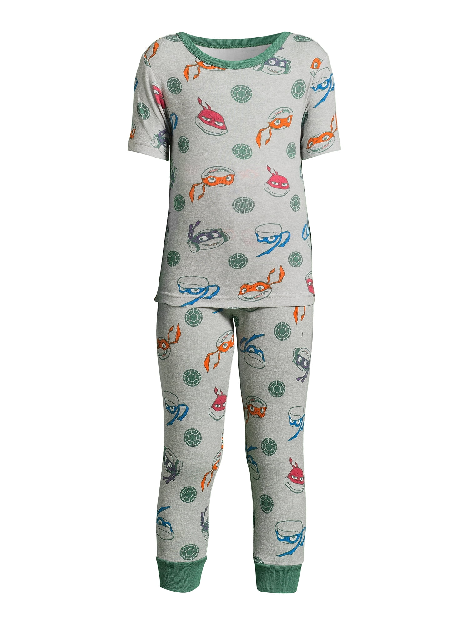 Teenage Mutant Ninja Turtles Boys Cotton Short Sleeve with Long Pant Fitted Pajama Set, Sizes 4-10