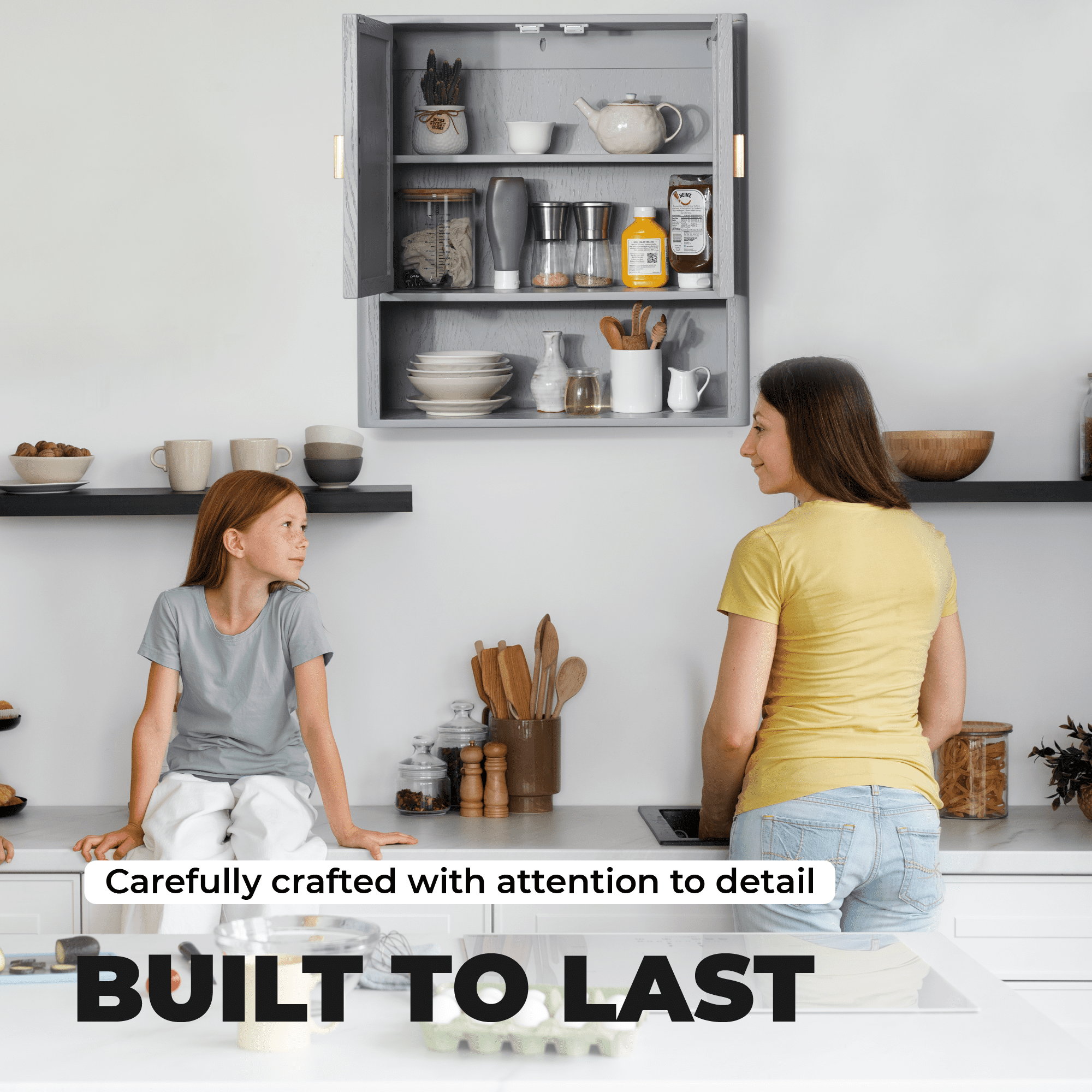 AN68 Pre-Assembled Wall Mounted Medicine Cabinet – 2-Door Bathroom Storage Cabinet with Fixed Shelf, Space-Saving Over-The-Toilet Organizer for Small Bathrooms