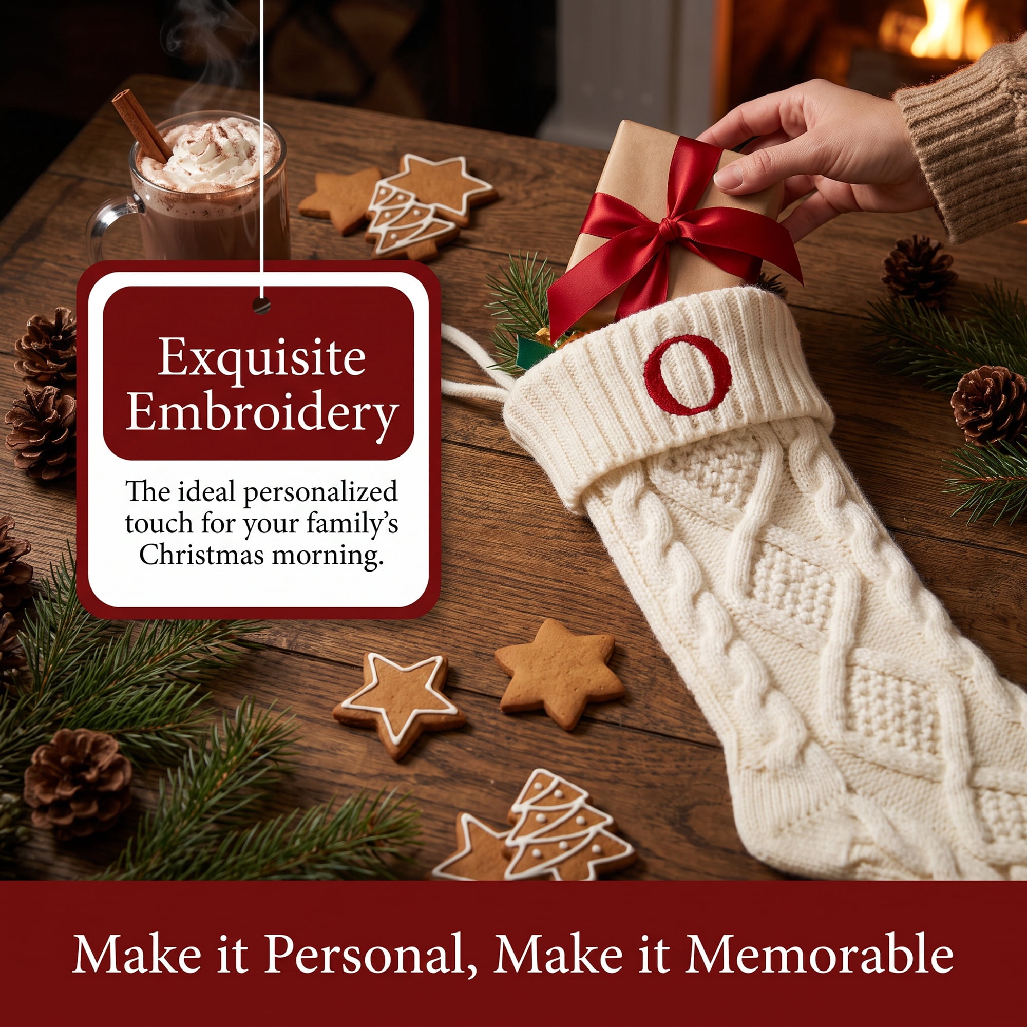 Unique Bargains Canine Bone Christmas Stocking Luxury Puppy Holiday Keepsake Sack Letter O 17"