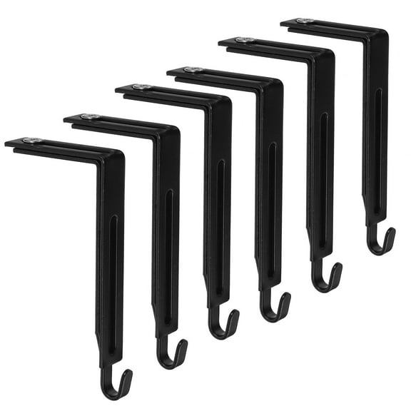 ELAYARD 6Pcs Black Metal Cubicle Hooks for Home Adjustable Hanging Clothes Hat Holder