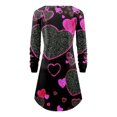 thumbnail image 5 of Pompotops Robe Mini Ample Confortable à Imprimé Cœur pour Femmes, Col Rond, Manches Longues, Épaules Dénudées, 5 of 5