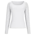 thumbnail image 6 of BLVB Womens Long Sleeve Shirts Scoop Neck Lace Going out Tops Slim Fit Rib Knit Basic Tee Casual Blouses Spring Fall Fashion Outfits, 6 of 7