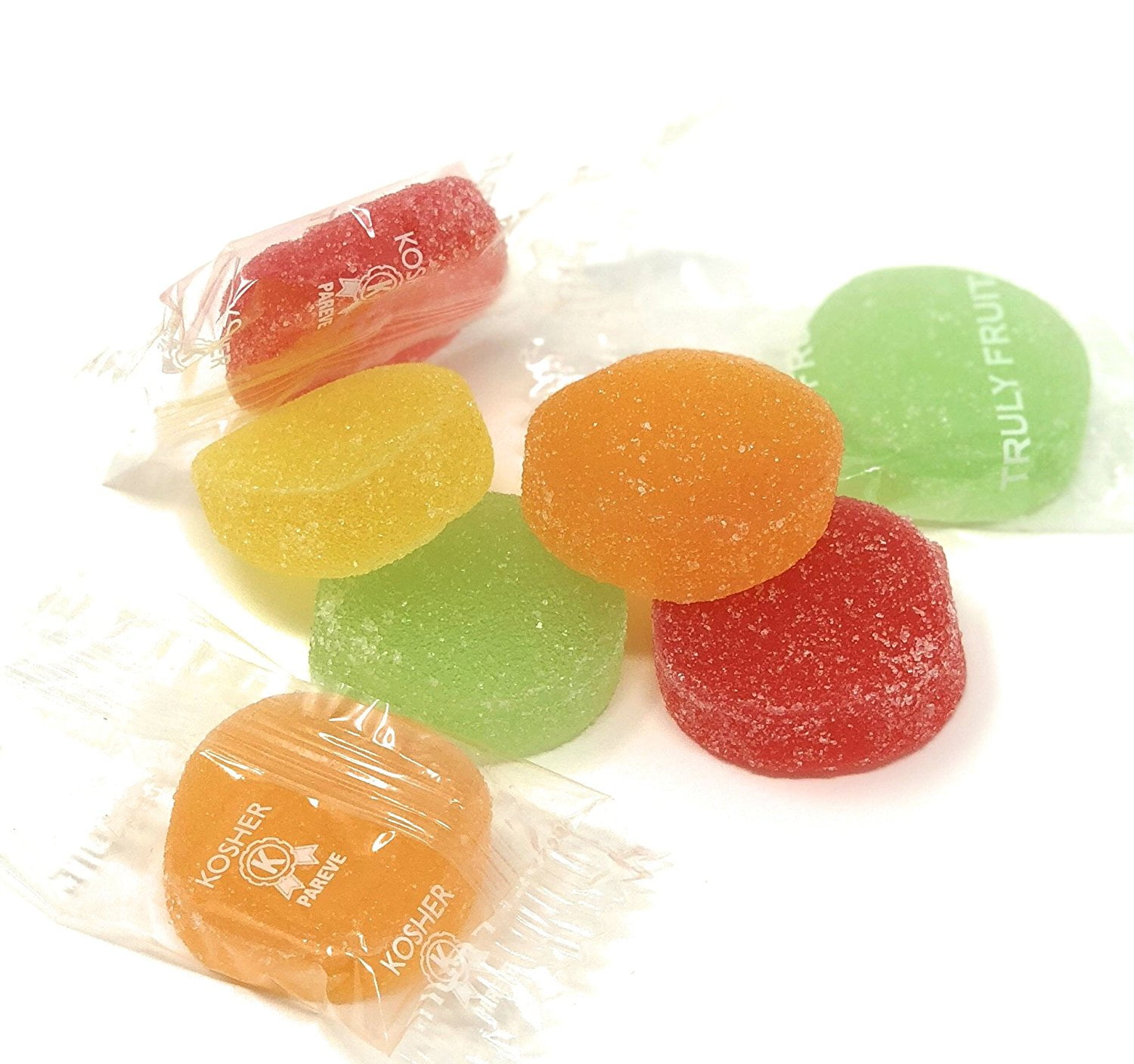 Truly Fruit Wrapped Soft Jells Assorted Fruits Kosher Candy 2 pounds