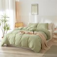 thumbnail image 3 of Striped Comforter Set Twin XL Size - Green White Stripes Pattern Bed Set for All Season, 3 Pieces Lightweight Bedding Comforter Sets for All Seasons (1 Soft Fluffy Comforter + 2 Pillowcases), 3 of 7