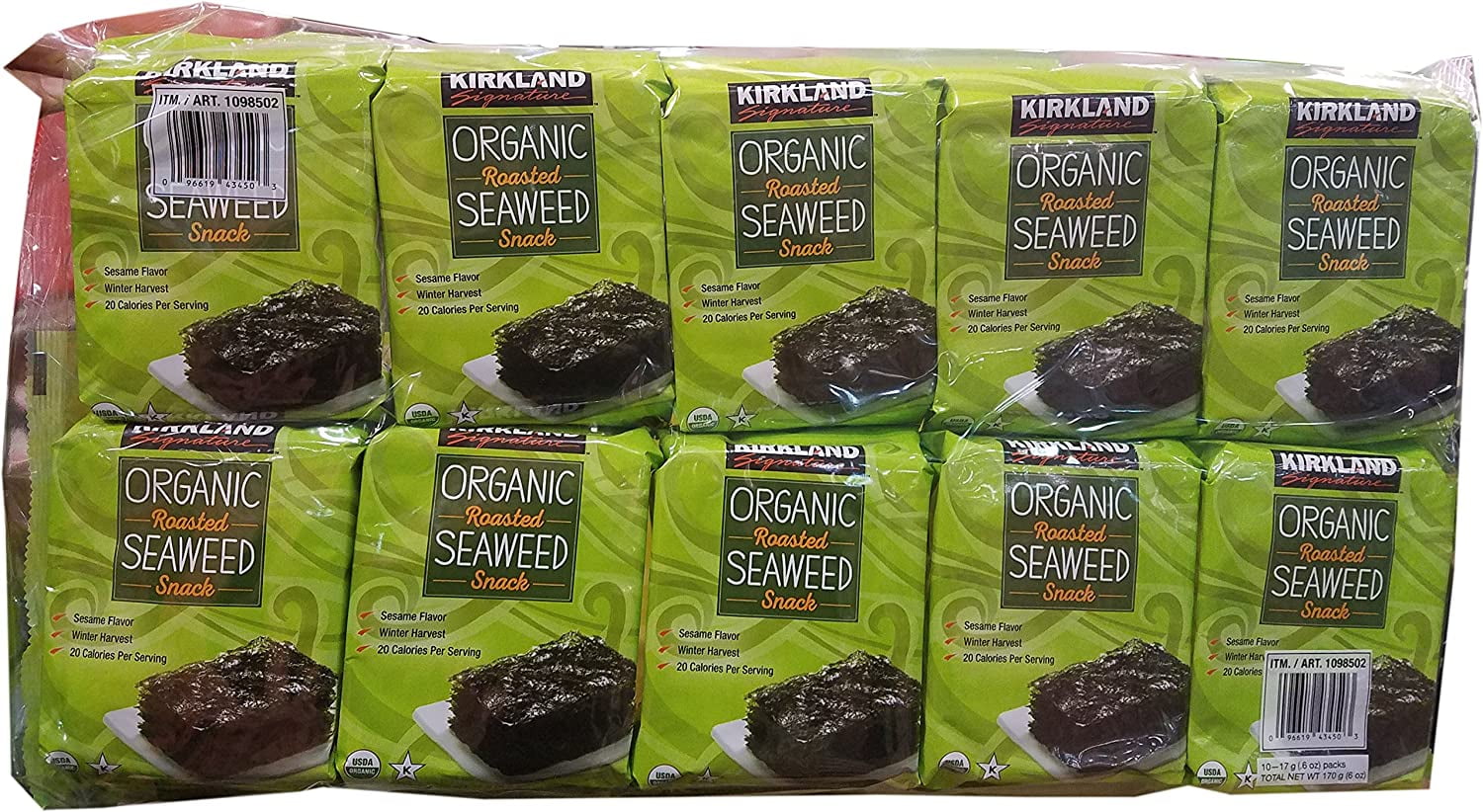 Organic Roasted Seaweed Snack Pack Of 10 0 6 Ounces Each Walmart Com