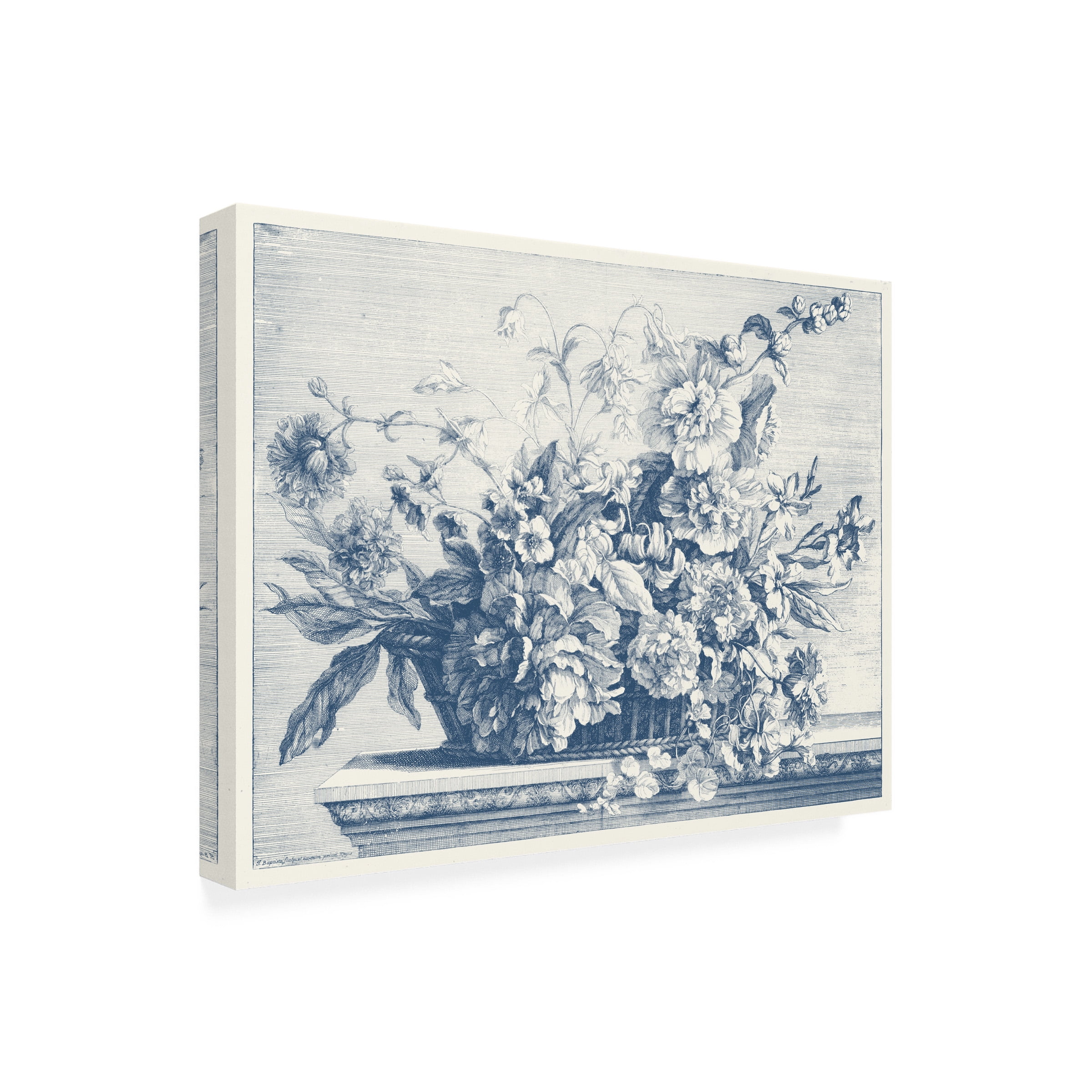 Giovanni Baptiste 'Navy Basket of Flowers II' Canvas Art