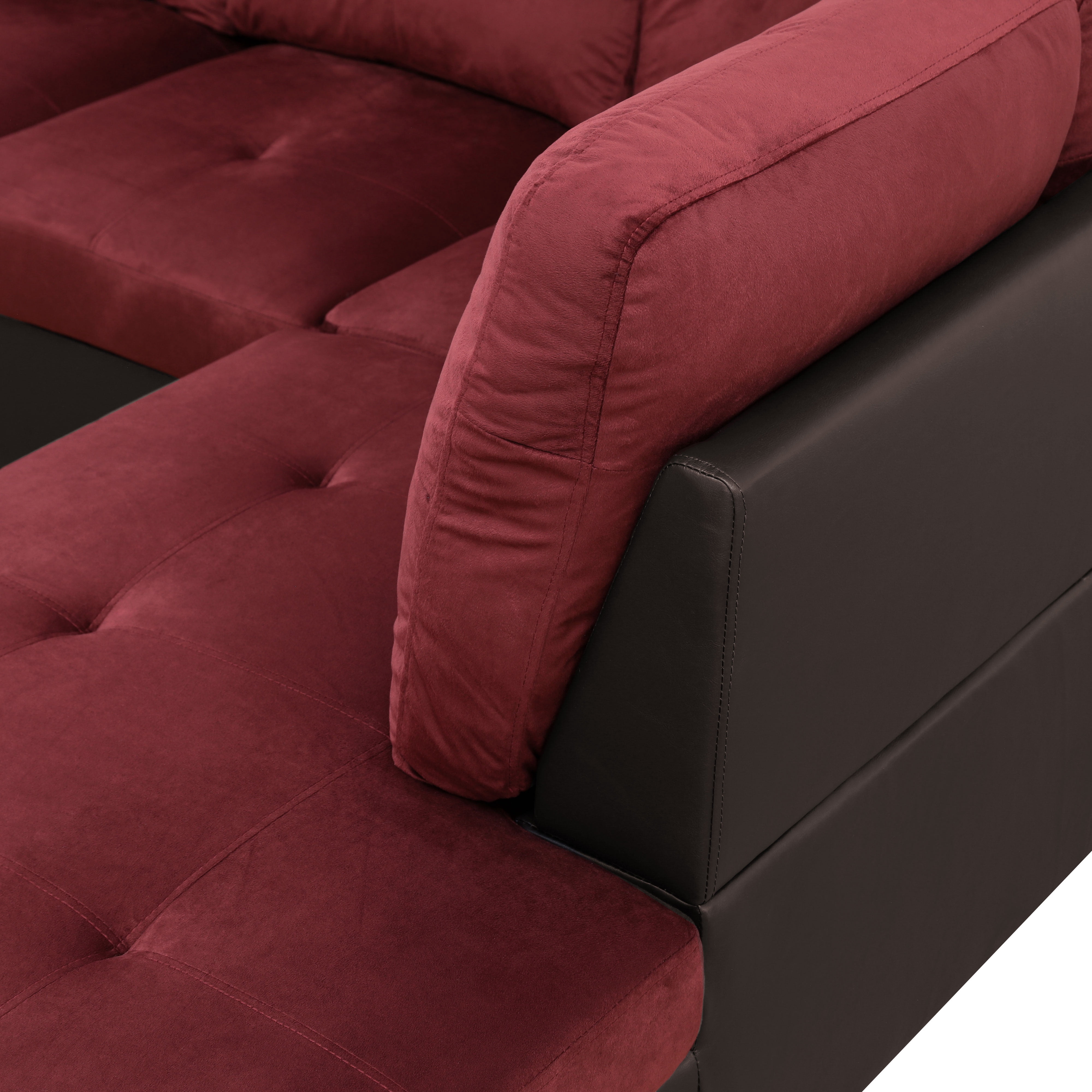 MAYEERTY Red Modern 3-Piece Flannel & PVC Couch Vibrant Bold Living Room Seating