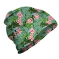 thumbnail image 1 of Luau Unisex Beanie, Exotic Pastel Plumeria Pattern, Hiking Outdoors, Teal Green, by Ambesonne, 1 of 1