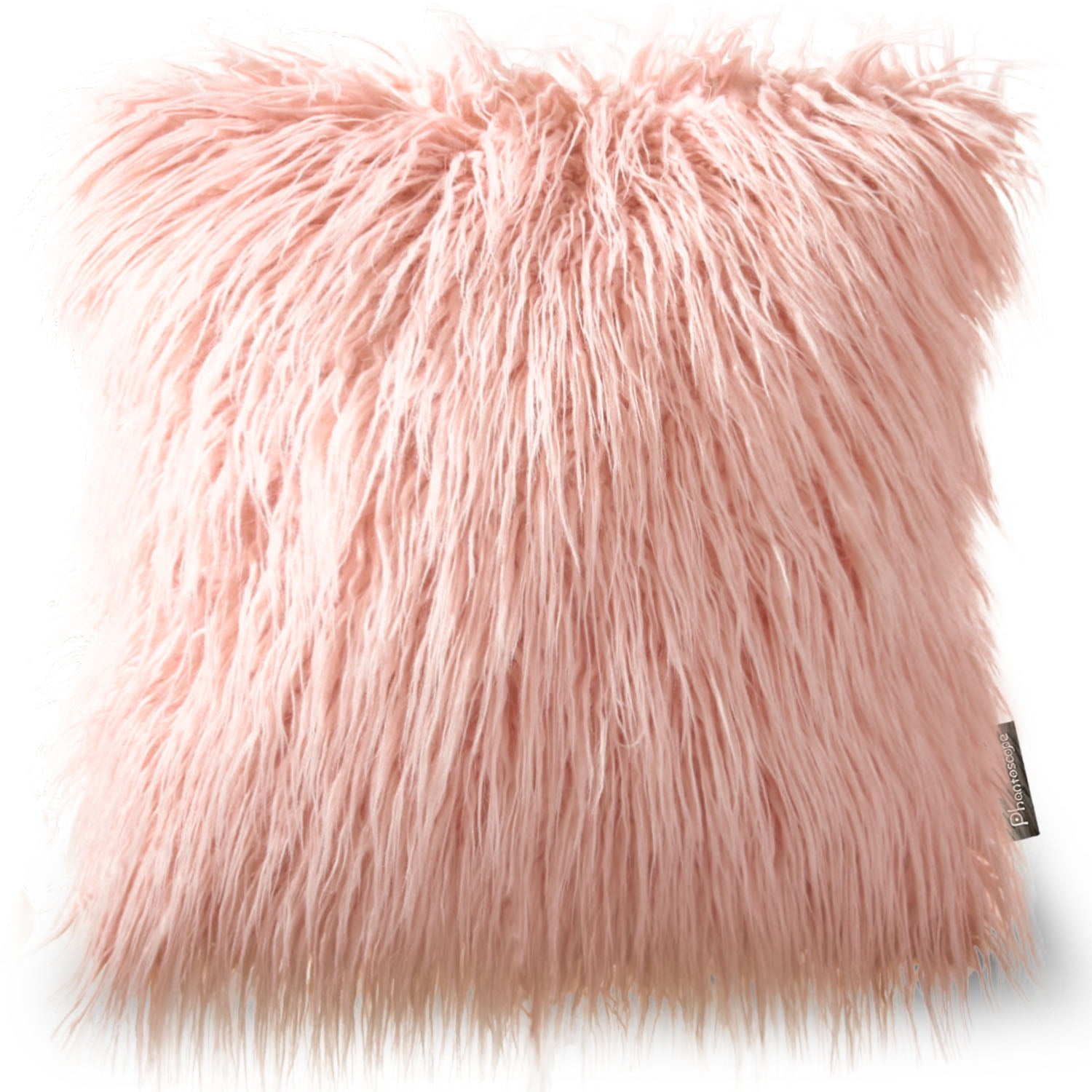 Phantoscope Merino Style Faux Fur Series Decorative Throw Pillow, 20" x 20", Orange, 1 Pack