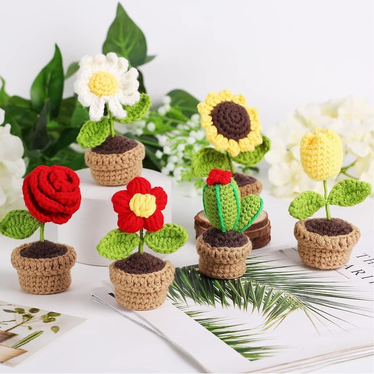 Complete Crochet Kit for Beginners - 6 PCS Potted Plants,Starter Pack for Adults and Kids with Step-by-Step Instructions and Video Tutorials
