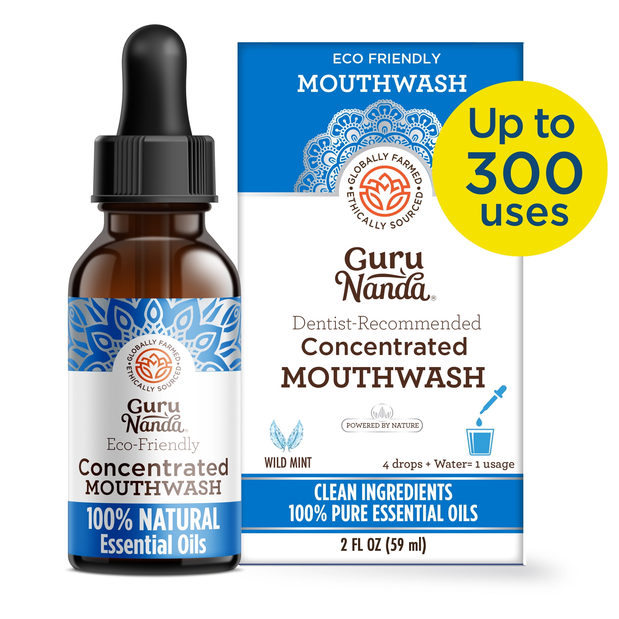 GuruNanda Concentrated Mouthwash, Mouthwash for Whiter teeth and Bad