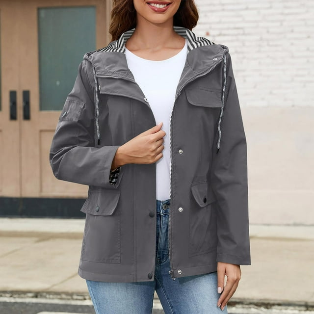 NJDVHB Manteau d'Hiver à Manches Longues pour Femmes avec Capuche, Veste Décontractée à Poches Multiples