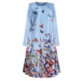 thumbnail image 3 of Vestido HUOGUO de manga larga casual con estampado de mariposas para mujer, 3 of 4