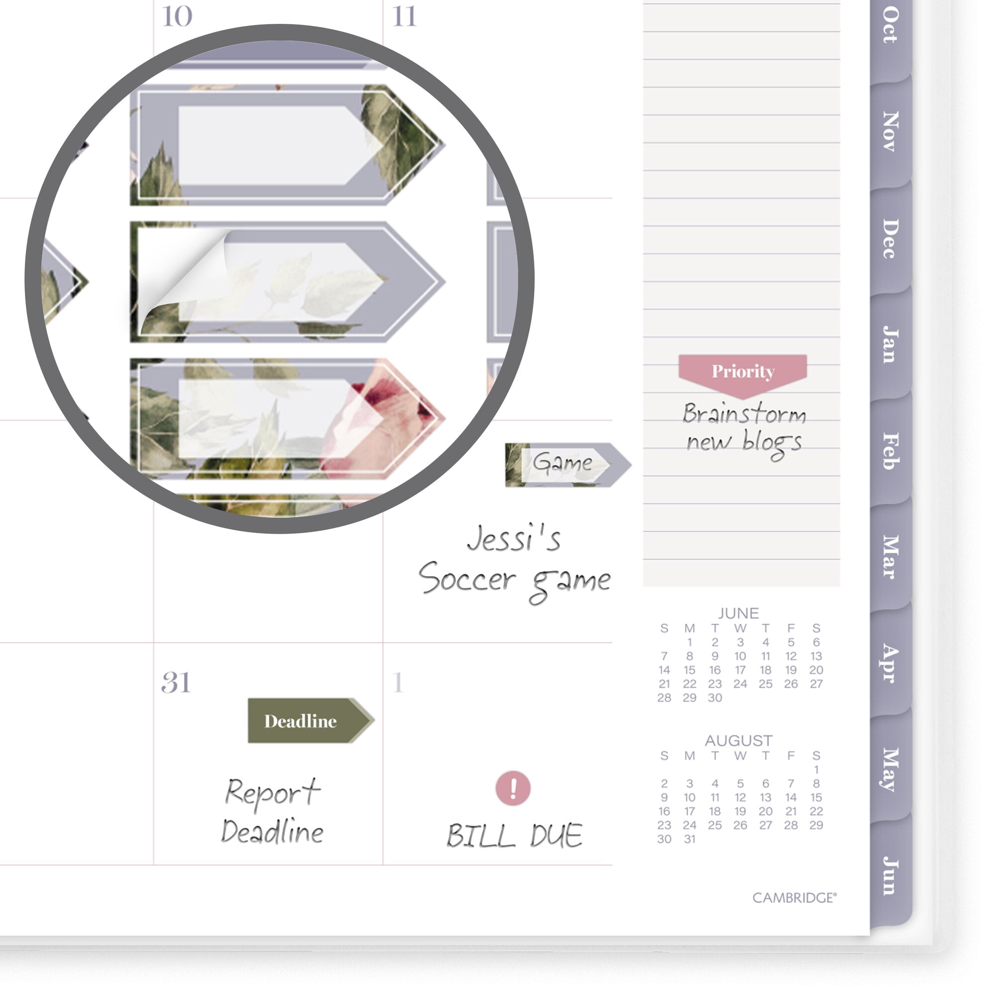 Mead Cambridge Tea Rose Academic 2026-2027 Weekly Monthly Planner Large 8 12 x