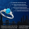 thumbnail image 2 of Gem Stone King 925 Silver and 10K Yellow Gold Simulated Blue Opal and White Moissanite Engagement Ring for Women | 1.52 Cttw | Oval Cabochon 8X6MM | Gemstone October Birthstone | Size 5, 2 of 7