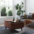 thumbnail image 2 of Owen 34 in. W Table Storage Ottoman in Distressed Saddle Brown Faux Leather, 2 of 9