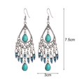 thumbnail image 6 of Mightlink 1 Pair Women Hook Earrings Vintage Ethnic Style Exaggerated Hollow Out Waterdrop Shape Bohemian Ear Decoration Jewelry Vacation Earrings Hanging Earrings, 6 of 7