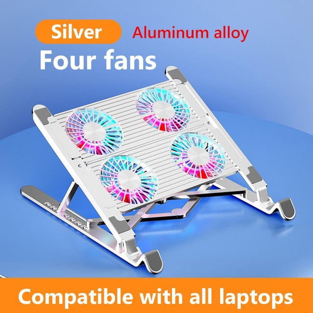 soporte para tableta Ventilador de refrigeración para ordenador portátil con 2/4 ventiladores plegable RGB 7 altura para portátil de 11-17,3 pulgadas
