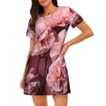 thumbnail image 1 of Easygdp Delicate Pink Carnations Camisón de manga corta para mujer, informal, estampado, 1 of 6