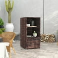 thumbnail image 2 of Outsunny Outdoor Storage Cabinet, Patio Storage Box Rack Rattan Wicker Pool Towel Valet Organizer Poolside Garden Lawn Bathroom Furniture Shelf w/ Shelf Drawer, Mixed Brown, 2 of 10