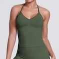 thumbnail image 5 of Sokhug Womens Halter Tank Tops Longline Strappy Top with Built-in Bra V Neck Backless Gym Workout Camis with Adjustable Strap, 5 of 8