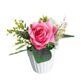 thumbnail image 3 of Ramo de rosas artificiales Flores artificiales Adorno en maceta Centro de mesa Seda Rosa roja, 3 of 9