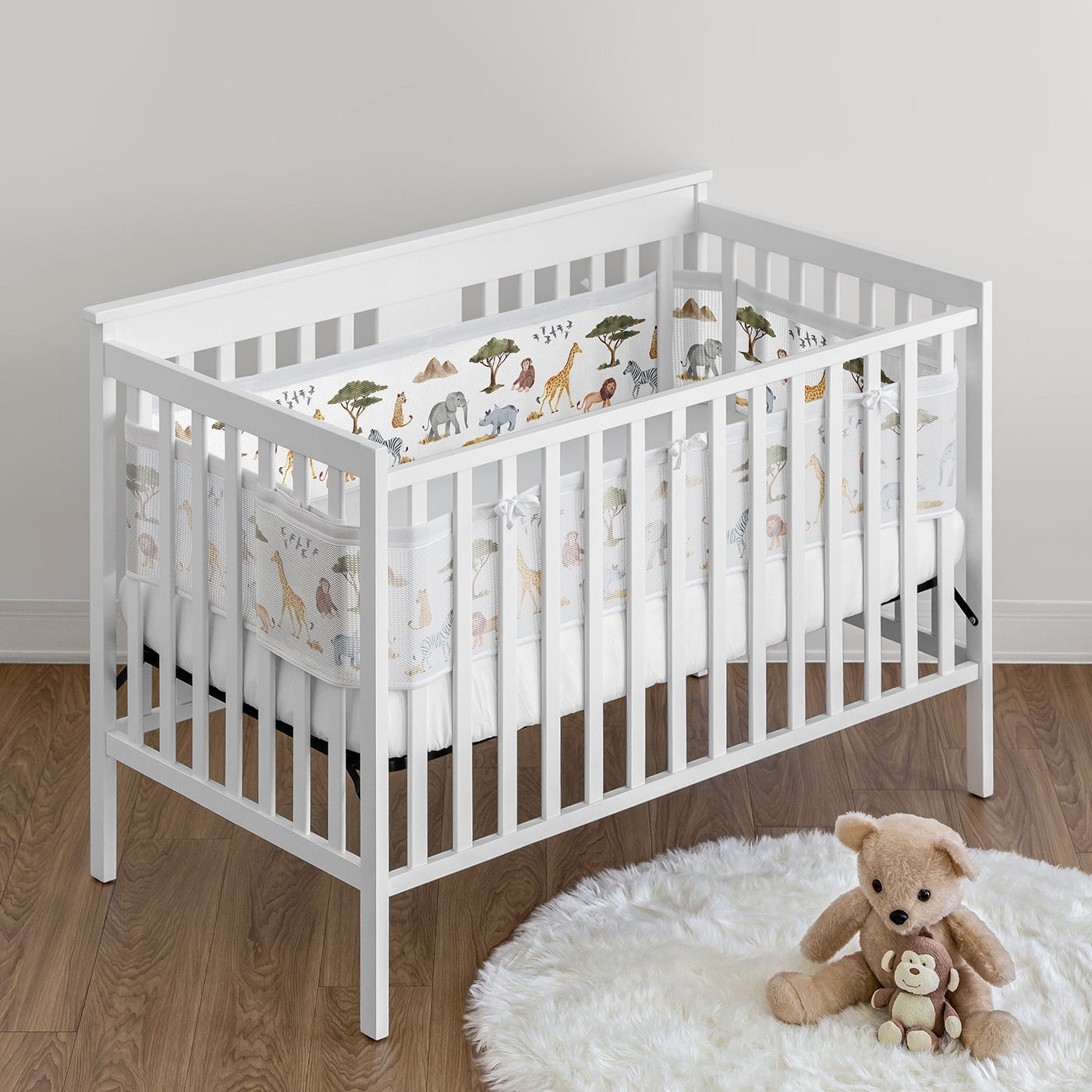 Sweet Jojo Designs + BreathableBaby Jungle Green Yellow White Breathable Mesh Crib Liner Pad