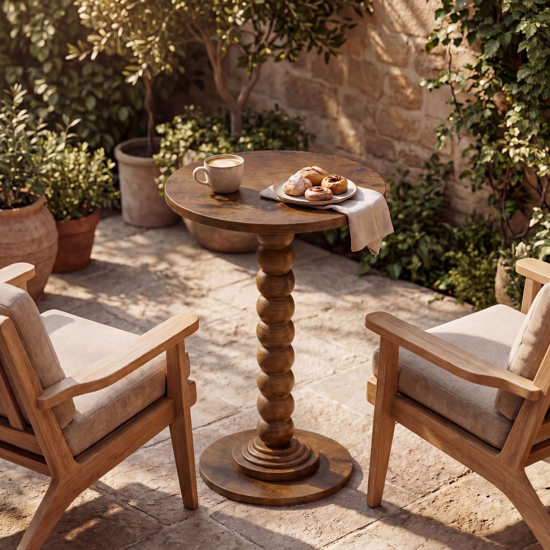 CONCETTA Modern Round Side Table, Accent End Table with Solid Wood