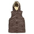 thumbnail image 6 of CUZIBR Women'S Sweaters Hooded Quilted Vest Thick Warm Fuzzy Wool Lined Solid Color Sleeveless Jacket With Pockets Stylish Casual Outerwear Coat Fall Fashion Outfit,Coffee,M, 6 of 7