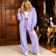 thumbnail image 6 of Szluipve 2 Piece Sets for Women Zip‑Up Hoodie 2 Piece Loungewear Set Drawstring Full Zip Hooded Jacket & Elastic Waist Wide Leg Pants Casual Tracksuit Outfit with Pockets Light Purple S, 6 of 7