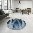 thumbnail image 3 of Ahgly Company Indoor Round Abstract Columbia Blue Abstract Area Rugs, 3' Round, 3 of 6