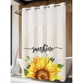 thumbnail image 4 of Sunflowers No Hook Shower Curtain Waterproof, Bathroom Curtains with Snap in Liners and See Through Top Window, Farmhouse Bees Vintage Sunshine Summer Hotel Style Bathtub Curtains Shower 72"Wx84"L, 4 of 8