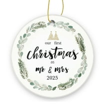 Our First Christmas As Mr & Mrs 2025 - Christmas Ornament Xmas Keepsake Ceramic Ornaments Holiday Decorations for Tree Christmas Gift Ideas 2.95in