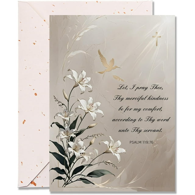 Religious Sympathy Card with Bible Verse \u2013 'Let, I pray Thee...' Scripture, Christian Condolence Card with Envelope\u200b - Single Card