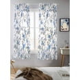 thumbnail image 5 of Blue Floral Birds Curtains 72 Inch Length, Sheer Curtains for Bedroom Living Room Window Farmhouse Flowers Pastoral Rod Pocket Voile Drapes Kitchen Curtains Small Half Window 52"x72" 2 Panels, 5 of 6
