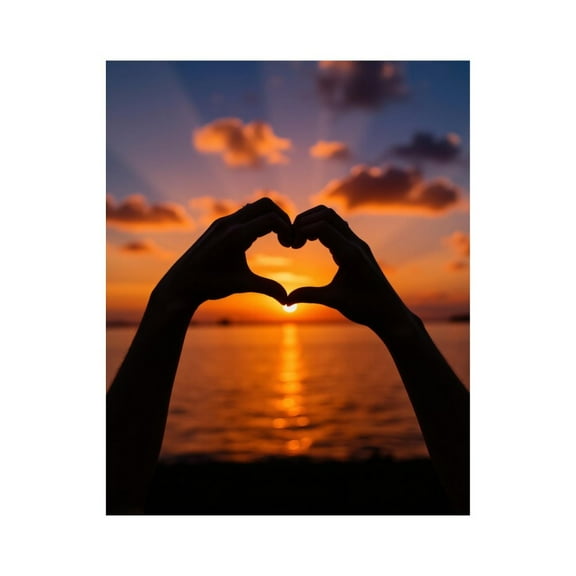 Paint by Numbers Kit for Adults, Heart Sunset Hands Silhouette Sky Paint by Numbers, Easy Paint by Numbers Kit for Adults Beginner, DIY Adult Paint by Number Kits on Canvas, Home Decor