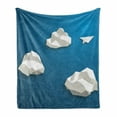 thumbnail image 1 of Cloud Soft Flannel Fleece Blanket, Paper Plane Flying Through Polygonal Clouds Modern Abstract Arrangement Travel Theme, Cozy Plush for Indoor and Outdoor Use, 50" x 70", Blue White, by Ambesonne, 1 of 6