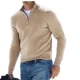 thumbnail image 3 of Sudadera de otoño para hombre, jersey cálido de color liso con media cremallera, suéter informal ajustado con cuello en V y manga larga, sudadera para hombre, top de invierno, 3 of 5
