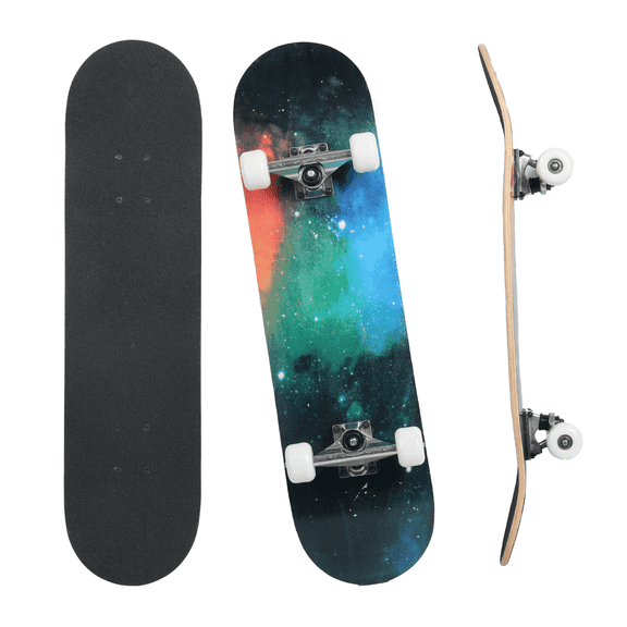 VORNEL 9-Layer Maple Double Kick Skateboard, Complete Standard Skateboard for Beginners and Kids