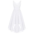 thumbnail image 2 of Rswnyirn Flower Girl Dress Juniors Wedding Bridesmaid Dress Chiffon High-Low Hem Prom Party Pageant White 6, 2 of 7