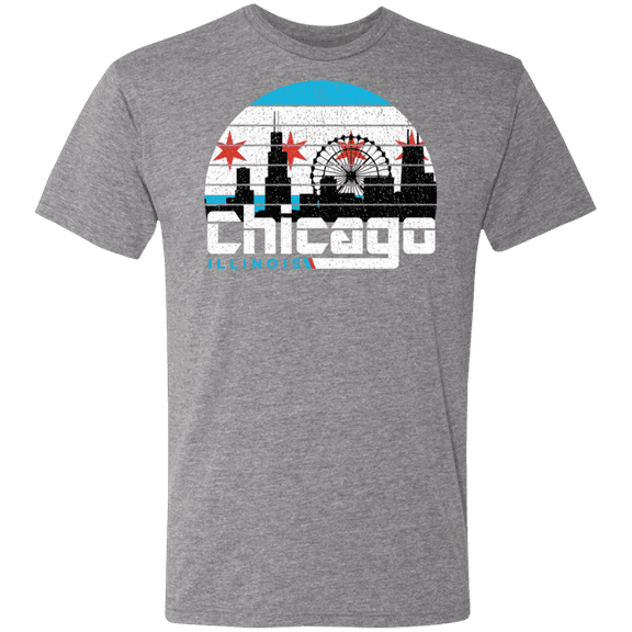 City of Chicago Skyline Sunset Tri-Blend Tee by ThirtyFive55