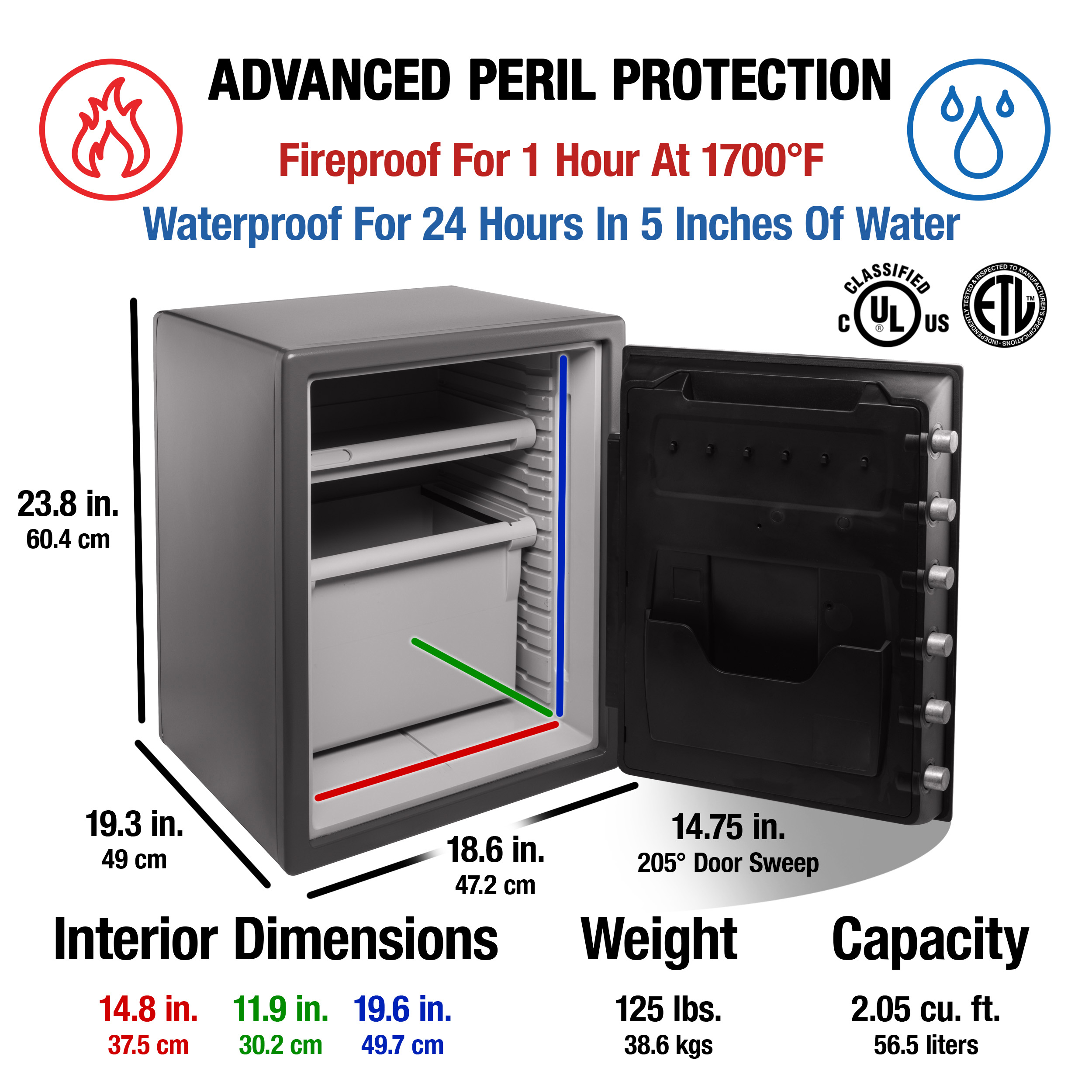 SentrySafe SFW205DPB Fire/Water Security Safe, 2 Cu-Ft. photo 4