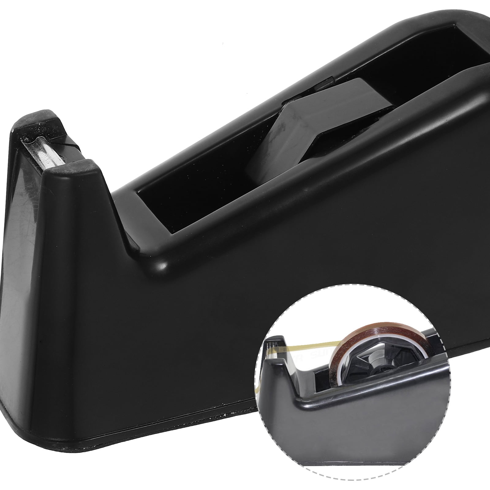 Hytrove Black Tape Dispenser for Office Supplies, 1 Pack, 8.5 x 4.1 x 2.4 Inch Desktop Tape Holder