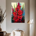 thumbnail image 3 of Elephant Stock Red Hollyhocks Wall Art - Vertical Multi Panel Canvas - Living Room Wall Decor - Floral And Botanical Multi Panel - Red And Blue Decor By Marion Rose - 42" x 65", 3 of 8