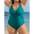 thumbnail image 6 of Asoul Plus Size Swimsuit for Women Scalloped Tummy Control One Piece Bathing Suits Ruched V Neck Swimwear, 6 of 7