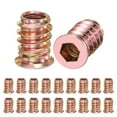 thumbnail image 1 of Paquete de 20 Tuercas de Inserción Roscadas para Madera, M6x15mm Tuercas de Inserción de Conducción Hexagonal para Muebles de Madera [Tono Dorado], 1 of 6